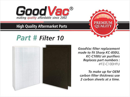 GOODVAC Filter with 2 Carbon Prefilters to fit Sharp FZ-C100HFU KC-850U