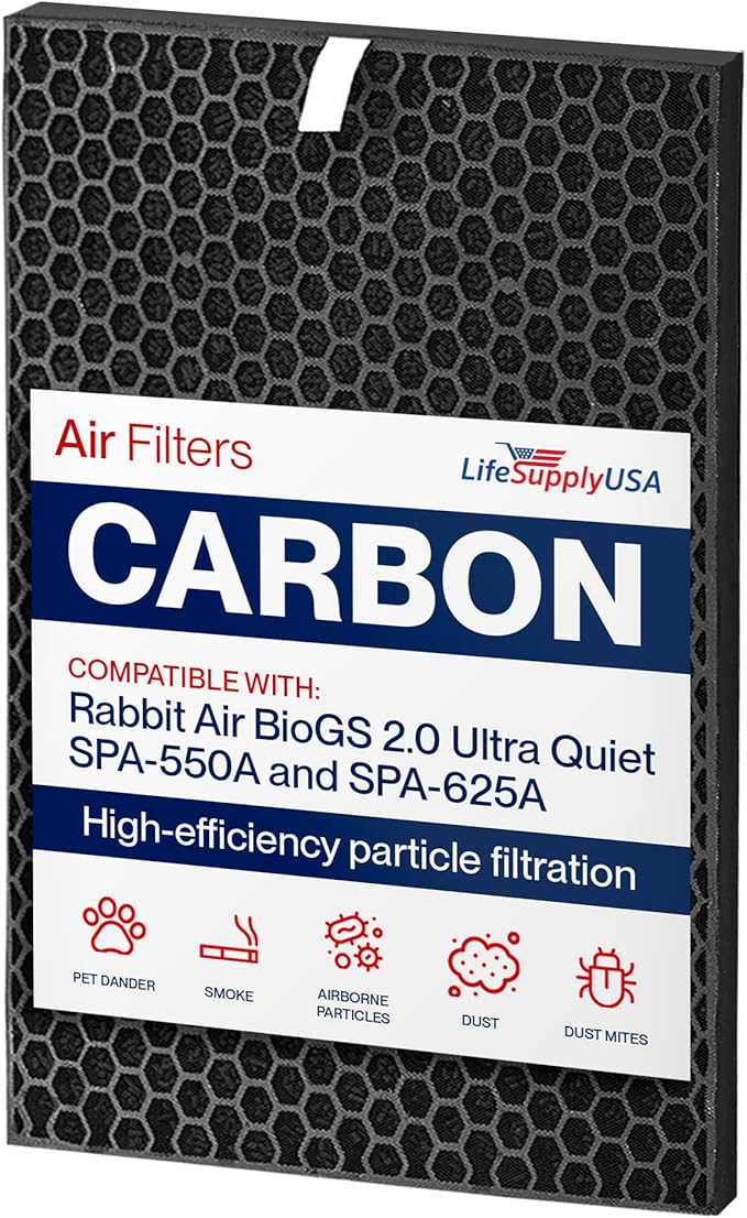 Carbon Pre-Filter Replacement Compatible with RabbitAir BioGS 2.0 Ultra Quiet SPA-550A and SPA-625A Air Purifiers by LifeSupplyUSA