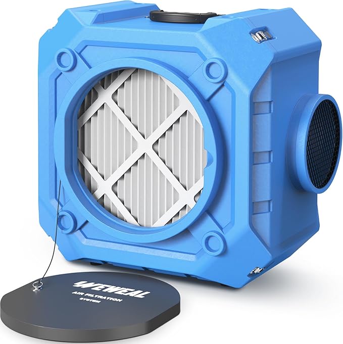 Commercial Air Scrubber with 3-Stage Filtration, Stackable Negative Air Machine with HEPA & MERV-10 & Carbon Filters - Heavy Duty Air Purifier for Industrial and Home