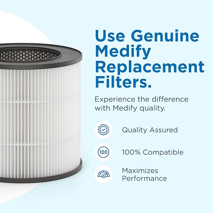 Medify Air MA-14 Genuine Replacement Filter | for Allergens, Wildfire Smoke, Dust, Odors, Pollen, Pet Dander | 3 in 1 with Pre-Filter, H13 HEPA and Activated Carbon | Removal to 0.1 Microns | 2-Pack