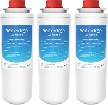 [With Chip] Waterdrop W283-R Replacement for Elkay® 51300C, Compatible with Elkay® ezH20® and Halsey Taylor® Bottle Filling Stations, NSF/ANSI 42, Reduces Chlorine, Bad Taste & Odor, 3 Pack