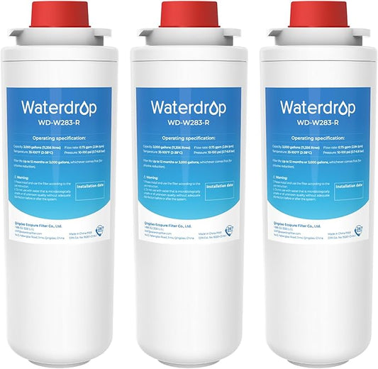 [With Chip] Waterdrop W283-R Replacement for Elkay® 51300C, Compatible with Elkay® ezH20® and Halsey Taylor® Bottle Filling Stations, NSF/ANSI 42, Reduces Chlorine, Bad Taste & Odor, 3 Pack