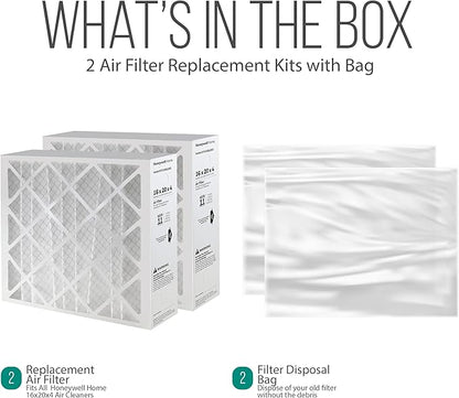 16x20x4 AC Furnace Air Filter Replacement - FC100A1003 HVAC Furnace Filters Merv 11 Filter Media, AC Filter with Homequip Disposal Bag, 2-Pack (Actual Size: 15.94 x 19.75 x 4.38 Inches)