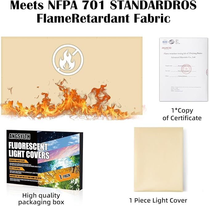 Fluorescent Light Covers - Classroom Covers for Ceiling Lights, 1 PCS 4 x 2 Feet Magnetic Light Filters, Classroom, Office Decor (Warm Yellow)