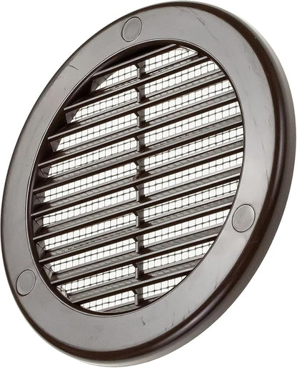 Vent Systems 4" Inch (Opening Dimensions) - Pack of 2 - Brown Soffit Vent Cover - Plastic Round Air Vent Grille - Built-in Mesh Screen - HVAC Register Louver for Bathroom, Home, Kitchen