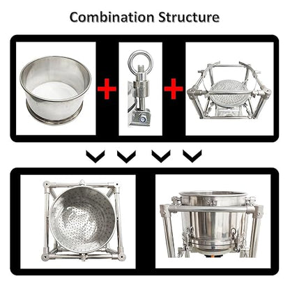 INTSUPERMAI 20L Buchner Funnel Filtering Kit, with 20L Vacuum Flask, Stainless Steel Frame, Negative Pressure Filtration, Split Design, Lab Vacuum Suction Filter for Liquid-Liquid Extraction