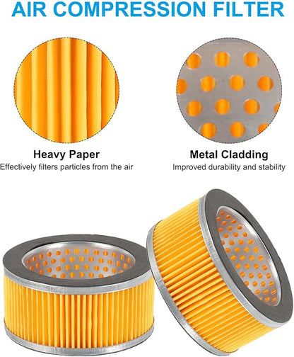 PATIKIL 4.2 x 2 Inch Air Compressor Intake Paper Filter 8 Pack Piston Type Air Filter Elements Replacement for Blowers Generators Filter Particles to Reduce Noise, Yellow