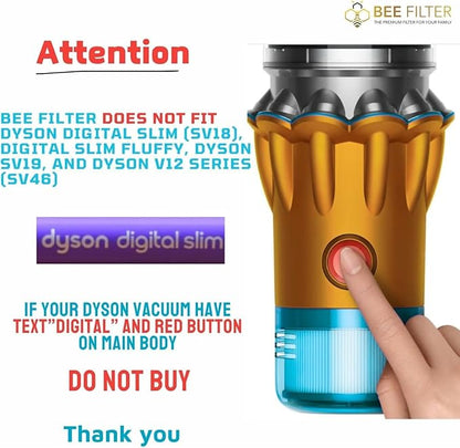 Dyson V15 Filter, 2-Pack Premium True HEPA Replacement Filters Compatible with Dyson V15, V11 Animal, V11 Completed/Absolute, V15 Absolute/Submarine, V11 Filter with Trigger Clamp, Part no. 970013-02