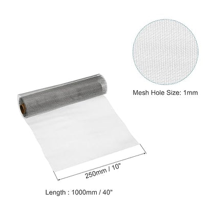 PATIKIL 40" L x 10" W Woven Wire Mesh, 20 Mesh 316L Stainless Steel Air Vent Filter Screen for Window Security Vent Cover Filtration Animals Fence