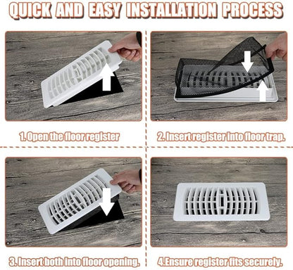 4"x12" Floor Register Trap Covers Screen Air Vent Filters for Home Floor Register Trap Floor Air Vent Screen Covers - 5 Pack