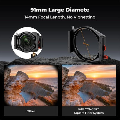 K&F CONCEPT X PRO Square Filter Holder System Kit (Filter Holder + 95mm Circular Polarizer + Square ND1000 Filter + ND8 + ND64 + 4 Filter Adapter Rings) for Camera Lens with36 Multi-Coated
