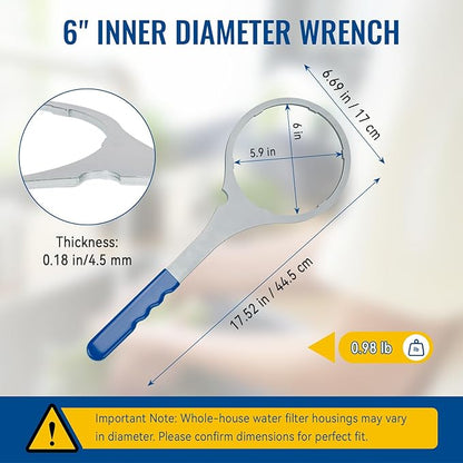 SW-4-SS-8 Whole House Water Filter Wrench 6 Inch, Metal Water Filter Wrench Replacement for SW-4, Compatible with Pentek Big Blue 20" Filter Housing & American Plumber W2010-PR