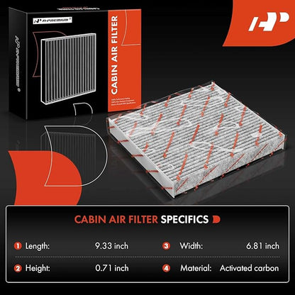 A-Premium Cabin Air Filter with Activated Carbon Compatible with Buick, Chevrolet, GMC, Saturn Models - Enclave, Traverse, Acadia, Acadia Limited, Outlook