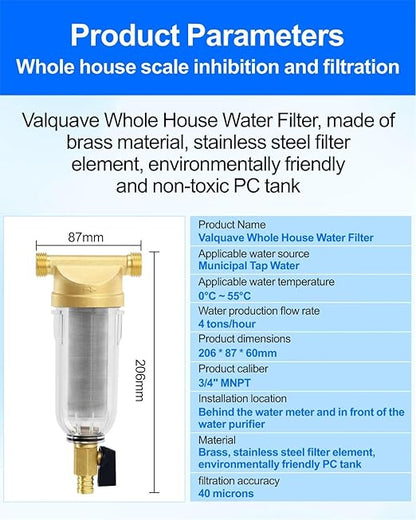 Spin Down Sediment Filters, 40-50 Micron Reusable Water Prefilter System, 3/4" MNPT,BPA-Free Lead-Free Heavy Duty Brass