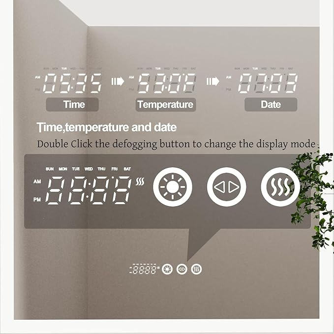 LUVODI Lighted LED Bathroom Mirror: 36x24IN Arched Dimmable Wall Lighted Vanity Mirror with Time Temperature Dispaly - Modern Vanity Mirrors with Backlit Anti-Fog Smart Switch for Hotel Bedroom