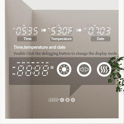 LUVODI Lighted LED Bathroom Mirror: 36x24IN Arched Dimmable Wall Lighted Vanity Mirror with Time Temperature Dispaly - Modern Vanity Mirrors with Backlit Anti-Fog Smart Switch for Hotel Bedroom