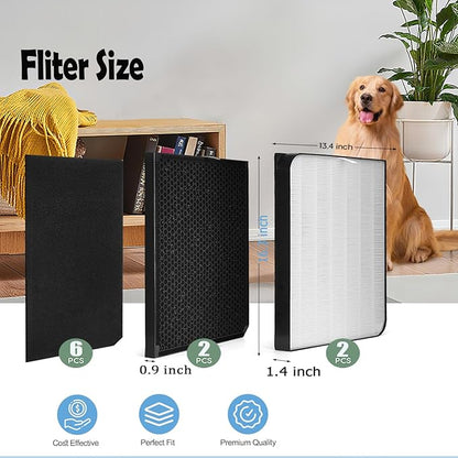 10-Pack Filters Replacement Set Compatible with AD3500, 3500i, AD3000/3000M, 3000Pro Air Purifier Filter Replacement, 2 Efficiency Filter + 2 Carbon Filters + 6 Pre-Filters