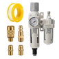 3/8" NPT Auto-Draining Air Filter Regulator Combo with Precision Pressure Gauge | Oil/Water Separator for Compressed Air Systems (0-150 PSI) | Heavy-Duty Brass Construction