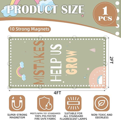 Fluorescent Light Covers - Classroom Covers for Ceiling Lights, 1 PCS 4 x 2 Feet Magnetic Light Filters, Classroom, Office Decor (Mistakes Help us Grow)