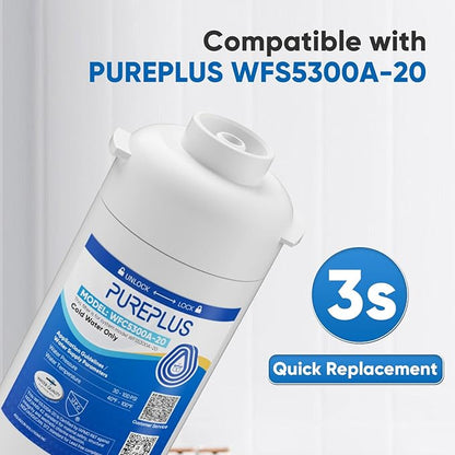 PUREPLUS WFC5300A-20 Under Sink Water Filter, 40,000 Gallons Capacity, 99.99% Chlorine Reduction, NSF/ANSI Certified, Replacement for WFS5300A-20 Under Counter Water Filtration System