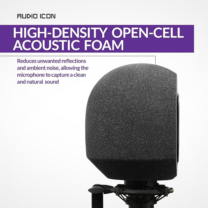 Soundbox Vocal Recording Isolation Booth | Portable Microphone Shield, Pop Filter for Studio-Quality Sound for Singing, Podcasting, Acoustic High-Density Foam Ball, Mic Soundproof Box (Metal)