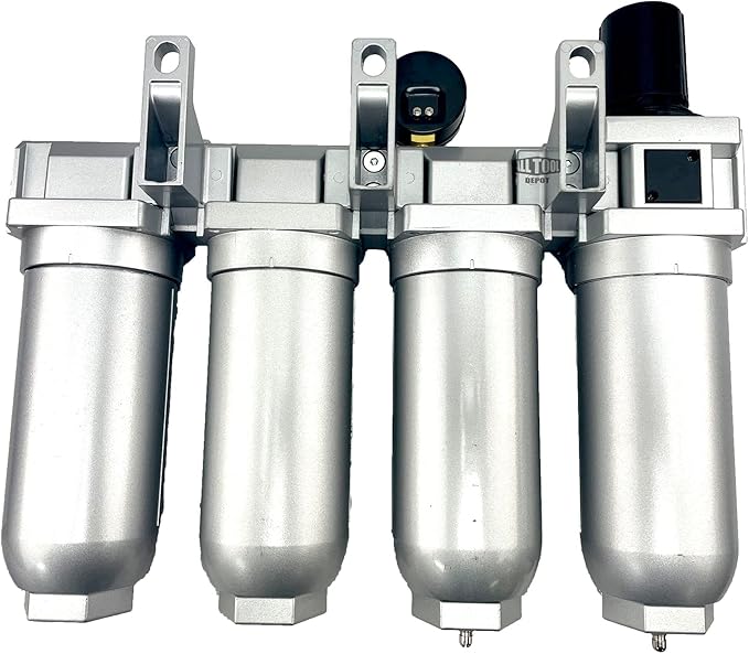 4 STAGE SUPER DUTY INDUSTRIAL GRADE ULTRA CLEAN FILTER REGULATOR COALESCING DESICCANT DRYER SYSTEM FOR COMPRESSED AIR LINES METAL BOWLS GREAT FOR PAINT SPRAY AND PLASMA CUTTER (3/4"NPT MANUAL DRAIN)