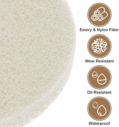 HARFINGTON 24pcs Scrubber Scouring Pads 450 Grits 4 Inch Drill Power Brush Hoop and Loop Surface Conditioning Disc Drill Scuffing Disc Scrub Pads for Home Kitchen Cleaning, White