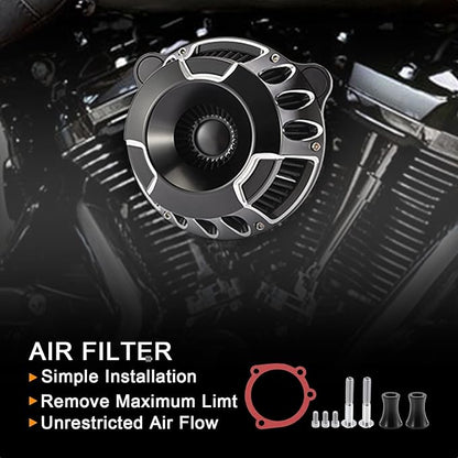 Motorcycle Air Filter Intake System Kit CNC Air Cleaner Fit for Harley Dyna 2000-2017, Softail 2000-2015, Touring 2000-2007(B-Black)