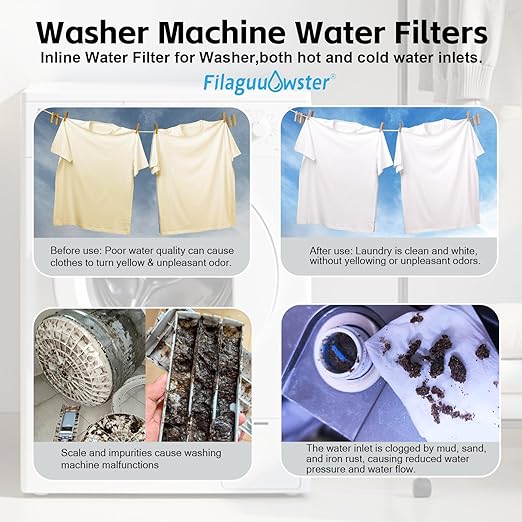 FA20 Brass Sediment Filter, Reusable Washer Water Filters, Traps Sand, Rust, 40 Micron Inline Water Filters for Washing Machines, Shower, Well