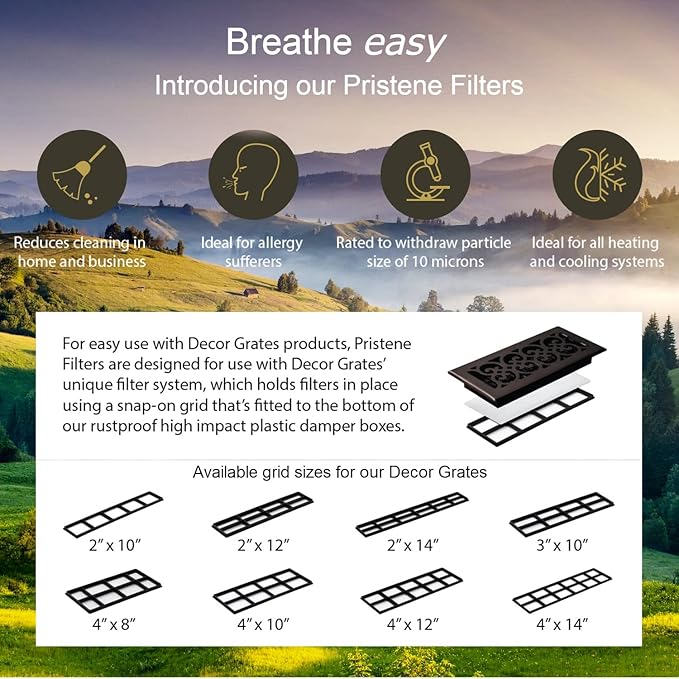 Decor Grates VFM4 Pristene Filter Media for Decor Grates Registers, 4-Feet by 1-Foot , White