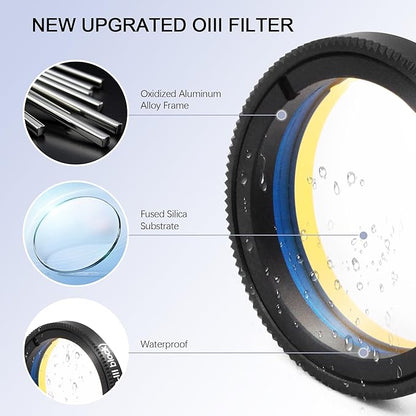 Astromania Telescope Filter 1.25 Inch Upgrated O-III Comet Filter Narrowband for Telescope, 99% High Transmission - Light Pollution Reduction for Astrophotography, Fit 1.25 Inch Telescope Accessory