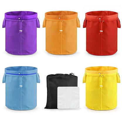 5 Gallon Filter Bag, 5 Pack Mesh Filter Bags with Handle 25-220 Micron Bags for Hydroponics, Brewing, Gardening, Reusable Straining Bag with Filter Screen and Storage Pouch
