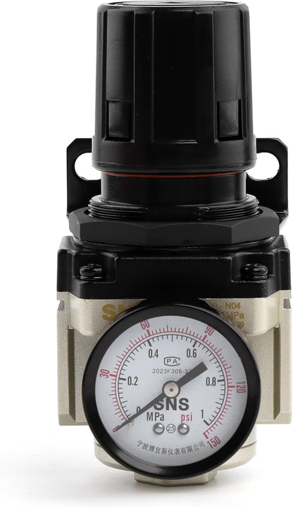 SNS AR4000-N04 Female Thread 1/2 NPT Air Pressure Regulator 0-150 PSI Adjustable,Bracket,Gauge