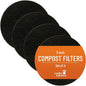 Cooler Kitchen 5 Inch Round - 4 Pack Activated Charcoal Compost Bin Filter - 5 Inch Activated Charcoal Filters - Odor Absorbing Home Replacement Carbon Compost Filters for Countertop Bin - Check Size