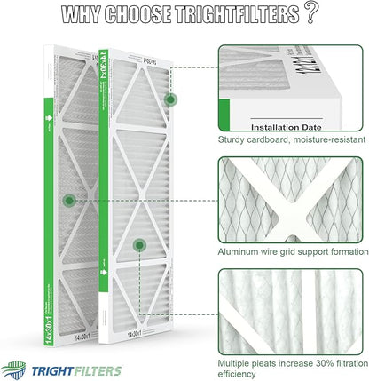 14x30x1 Air Filter 6 Pack, Durable MERV 8 Pleated Home HVAC AC Furnace Filters, Lightweight Compact Air Conditioner Filter Replacement