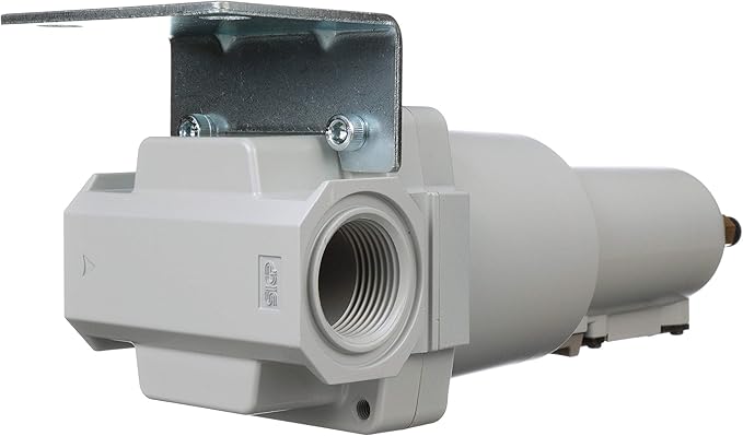 PneumaticPlus SAF600-N10BD-MEP Compressed Air Particulate Filter 1" NPT, 10 Micron - Metal Bowl w/Auto Drain, Bracket