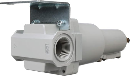 PneumaticPlus SAF600-N10BD-MEP Compressed Air Particulate Filter 1" NPT, 10 Micron - Metal Bowl w/Auto Drain, Bracket