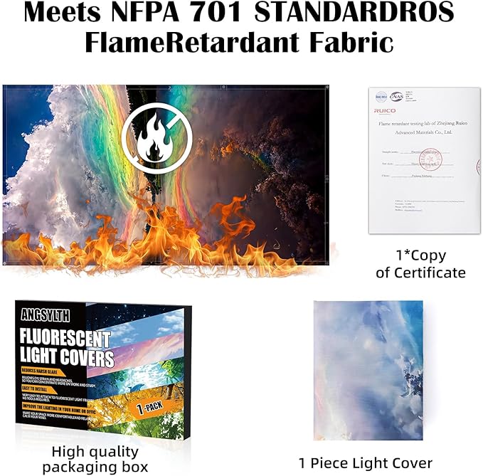 Fluorescent Light Covers - Classroom Covers for Ceiling Lights, 1 PCS 4 x 2 Feet Magnetic Light Filters, Classroom, Office Decor (Sunset)