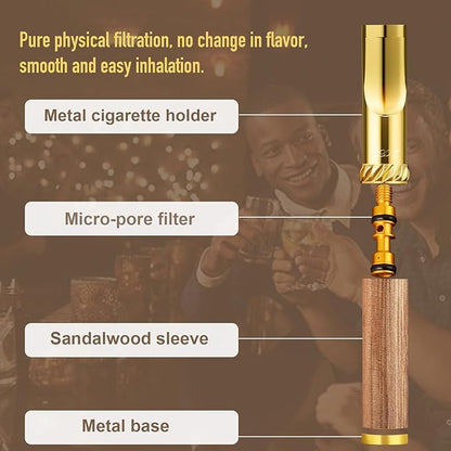 Reusable Washable Cigarette Filter Handcrafted Wood Metal Smoking Cigarette Filter Never Fade Cigarette Holders Reduces Tar Nicotine Birthdays Father Day Gift Wooden Gift Box