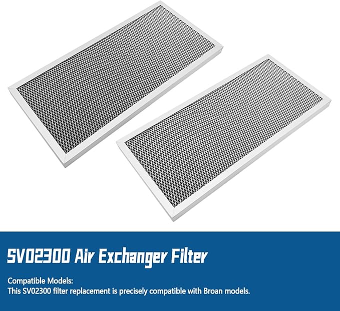 SV02300 Air Exchanger Filter Compatible with Broan Models, 15-3/8 x 7-1/8 x 5/8 Inches, 2 Pcs