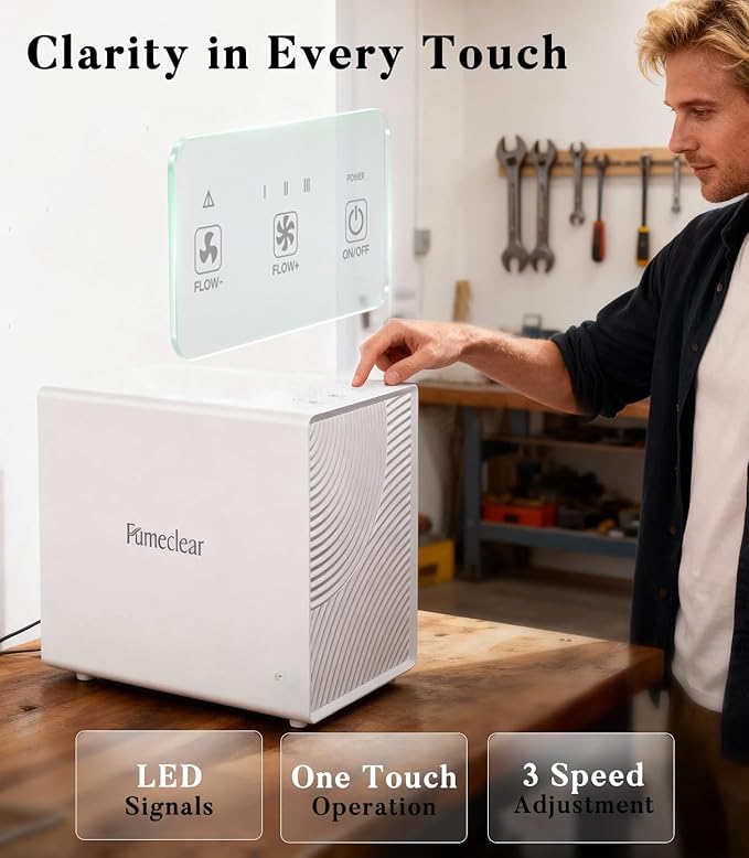 FumeClear FC-2001X Fume Extractor for Laser Engraver 3 Powerful Suction HEPA H13 Filter for 99.97% High-filtration Low-noise LED Signal Smoke Absorber Remover for F1, K10, L2, M1, P1, etc. White