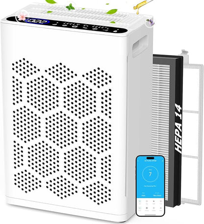 DAYETTE Air Purifiers for Home Large Room Up to 2400 Ft² with Fragrance, Smart WiFi Alexa Control,Auto Mode, HEPA Air Purifier with Washable Prefilter for Bedroom, Dorm Room, Pets, Office