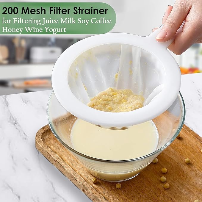 AKOAK 1 Pack Mesh Screen Fruit Juice Filter Net Superfine Mesh Handle Type Strainer is Used for Filtering Tea, Wine, Milk, Soy Milk, Oil, Coffee (200 Mesh)