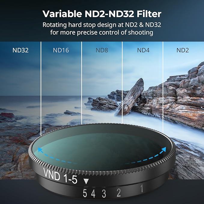 SmallRig Nano VND 1-5 Stop Filter for DJI Osmo Nano, Variable ND2-ND32 Filter, Adjustable ND Filters, Made of Multicoated HD Optical Glass, Includes Storage Case