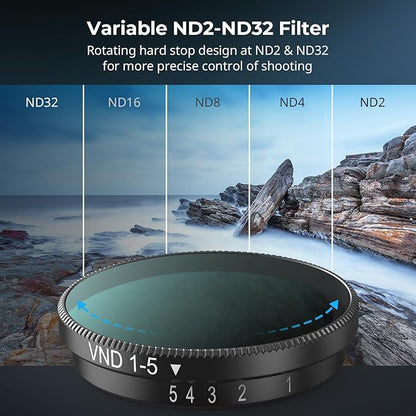 SmallRig Nano VND 1-5 Stop Filter for DJI Osmo Nano, Variable ND2-ND32 Filter, Adjustable ND Filters, Made of Multicoated HD Optical Glass, Includes Storage Case