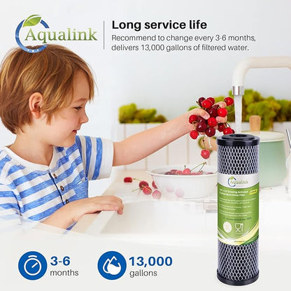 AQUALINK CTO10, 1 Micron 2.5" x 10" Whole House Carbon Water Filter Cartridge Replacement for Countertop Water Filter System, Dupont FXWTC, WFPFC8002,WFPFC9001, SCWH-5,WHEF-WHWC,AMZN-SCWH-5