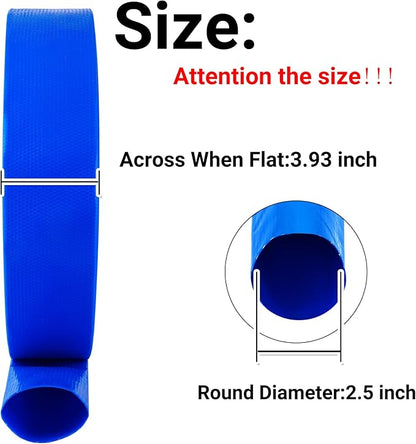 2.5" x 25 FT Pool Backwash Hose, Blue Heavy Duty Reinforced PVC Lay Flat Water Discharge Hose for Swimming Pool Filter Pump,with 2 Clamp