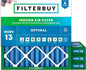 Filterbuy 12x12x2 Air Filter MERV 13 Optimal Smoke & Allergy Defense (4-Pack), Electrostatic Pleated HVAC AC Furnace Filters Replacement, Made in USA (Actual Size: 11.50 x 11.50 x 1.75)