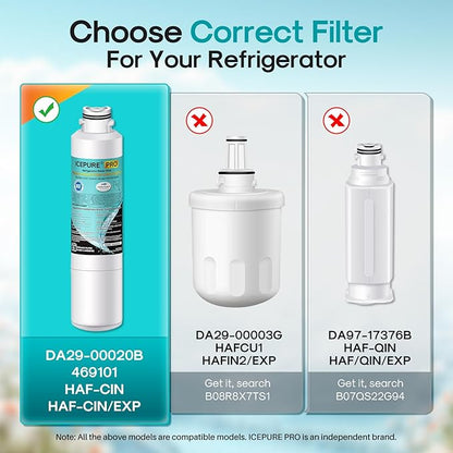 ICEPURE PRO DA29-00020B NSF401&473&53 Samsung Refrigerator Water Filter, Replacement for DA29-00020B-1, DA29-00020A/B, HAF-CIN/EXP, RF25HMEDBSR, RF28HMEDBSR, RS25J500DSR, More Models, 1PACK