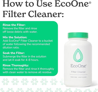 ecoone Filter Cleaner All-Natural Spa & Hot Tub Filter Cleaner | Foam-Free, Chlorine-Free, & Phosphate-Free Spa Filter Cleaner | Prolongs Filter Life and Leaves No Residue, 8 Oz